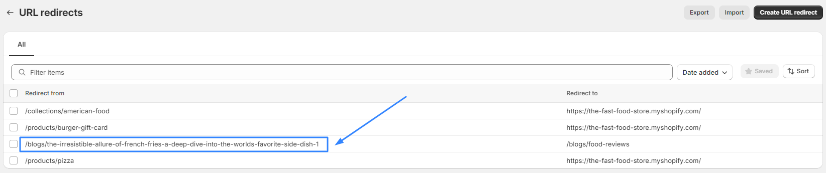 Create a URL Redirect 7